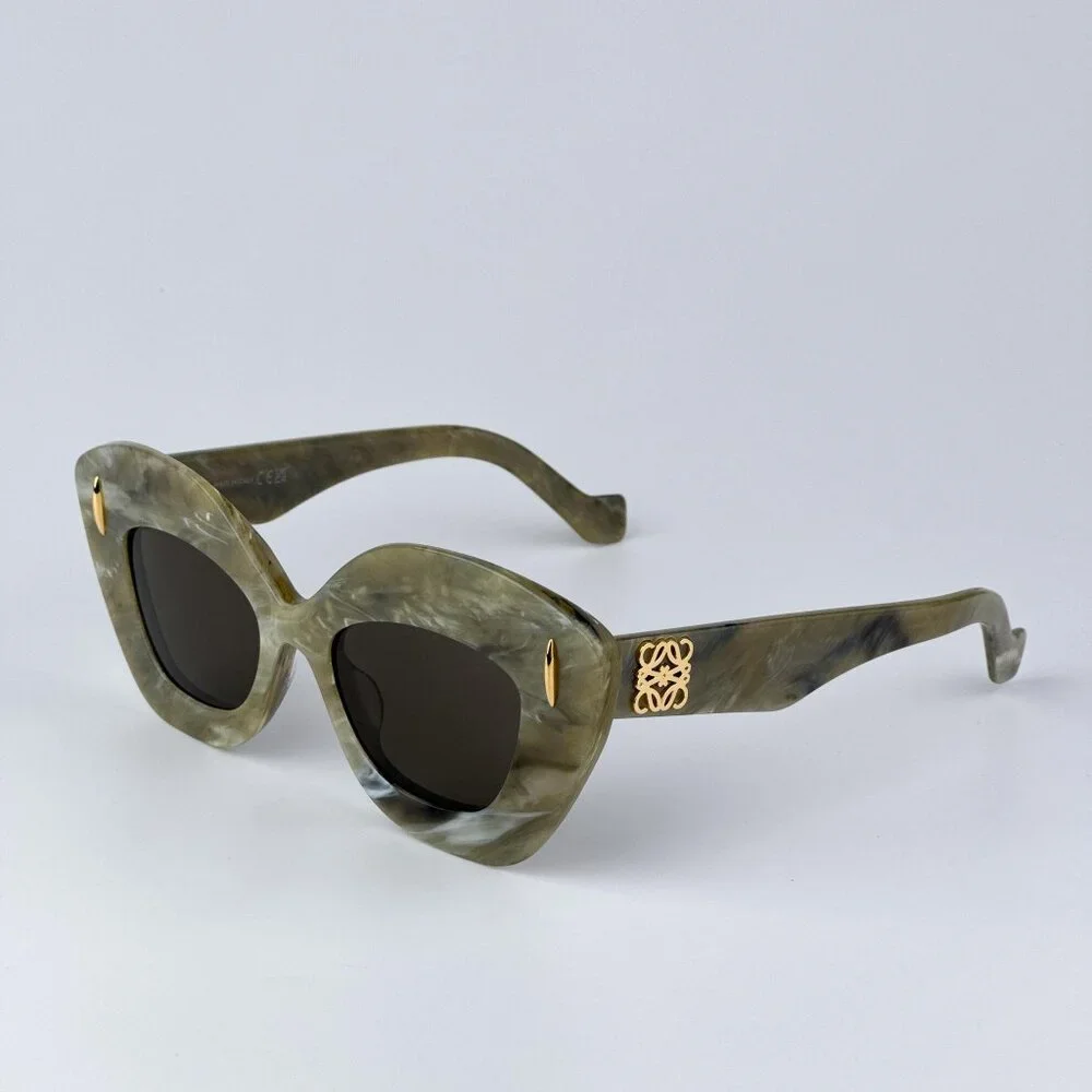 Loewe ANAGRAM LW40127I 60E Women NEW AUTHENTIC Sunglasses Green Brown Cat Eye